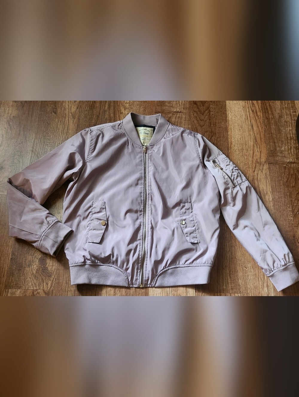 Ci Sono Mauve Zip-Front Bomber Jacket